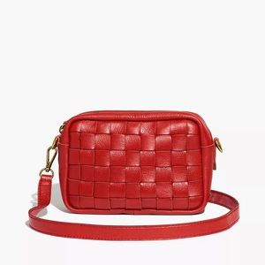 NWT Madewell The Transport Camera Bag Woven Edition Red Crossbody Bag Small